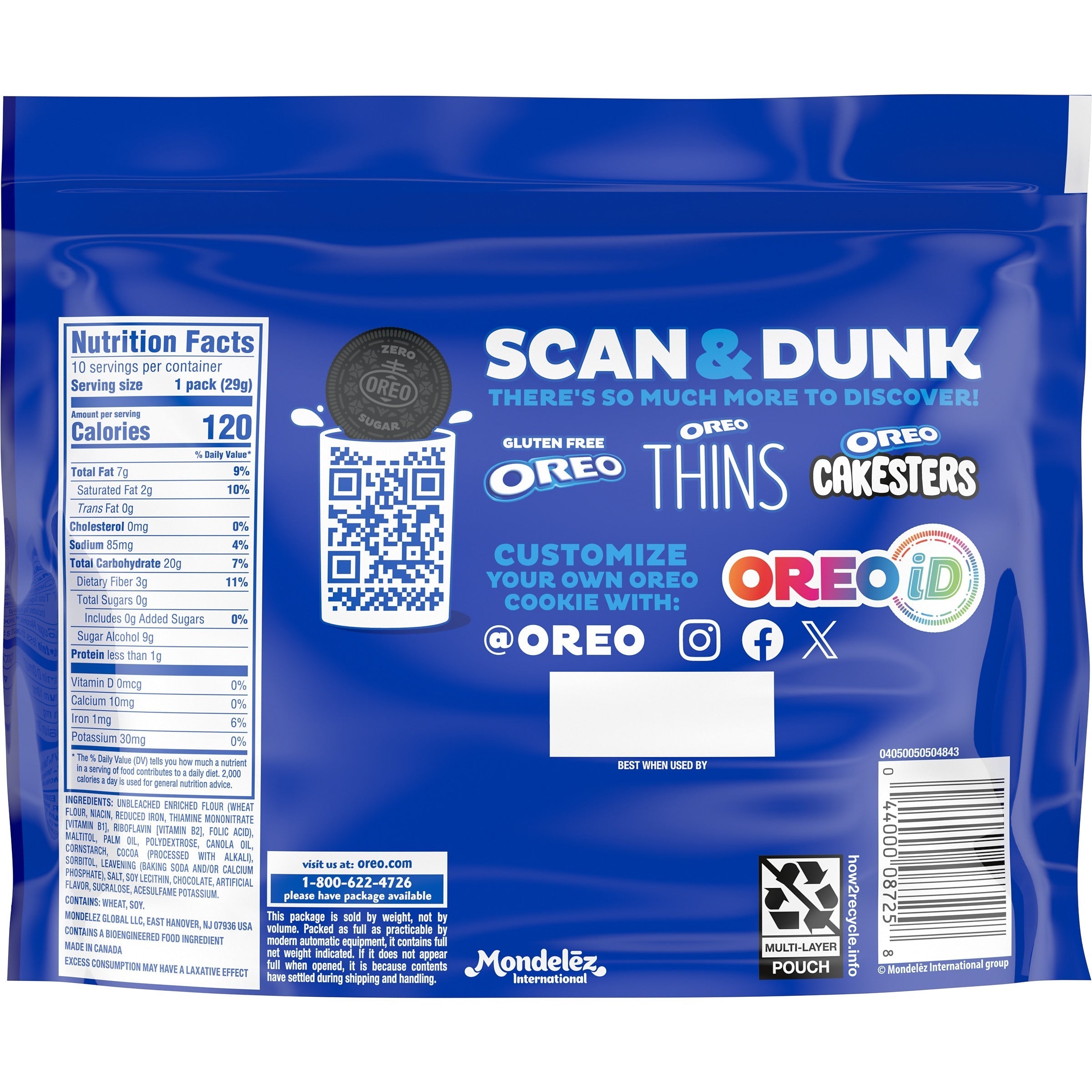 Zero Sugar Double Stuf Chocolate Sandwich Cookies, Snack Packs, 2 Pack M0