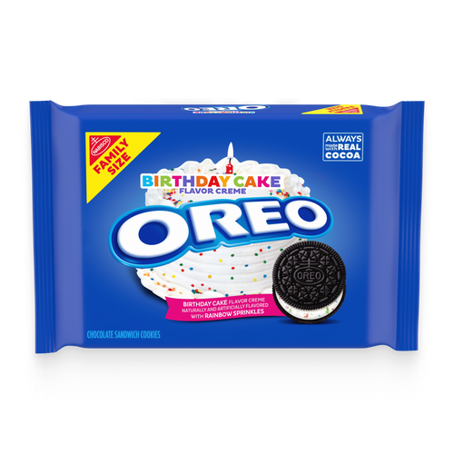 Birthday Cake Creme Chocolate Sandwich Cookies, Family Size, 2 Pack K1