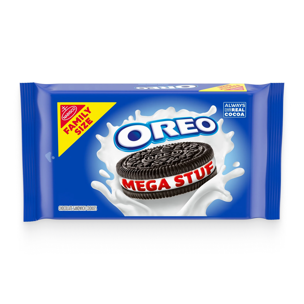 Mega Stuf Chocolate Sandwich Cookies, Family Size, 2 Pack V8