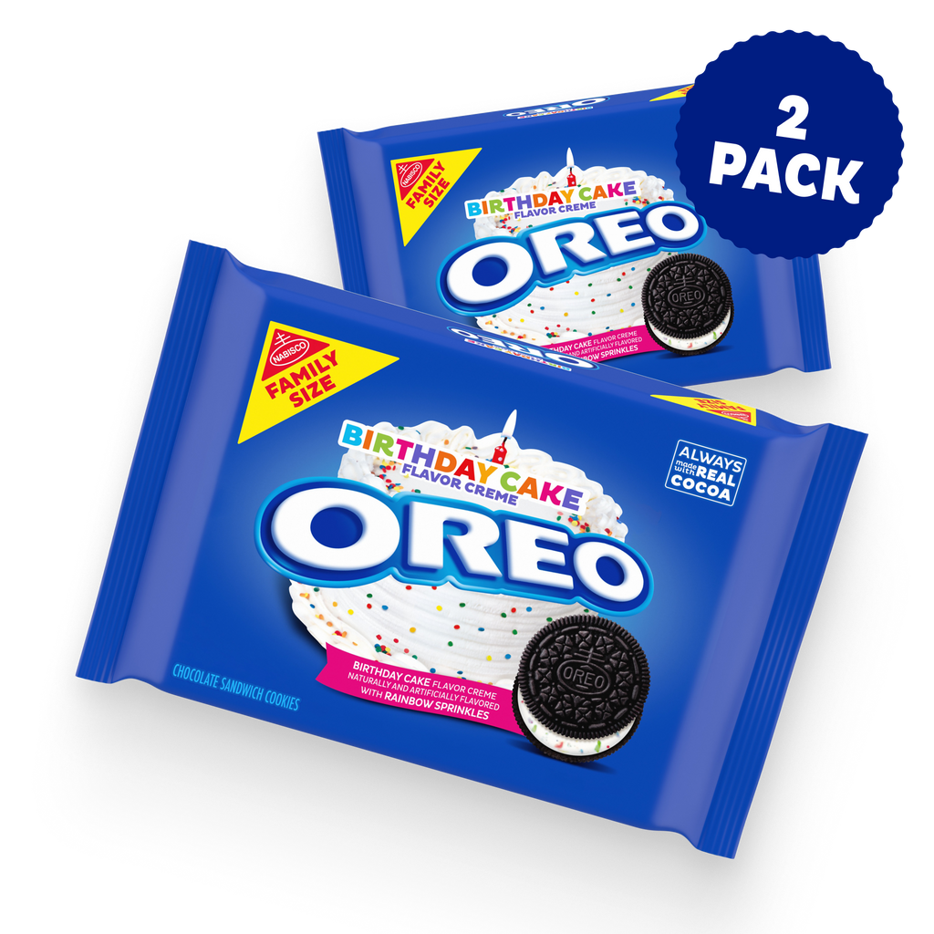 Birthday Cake Creme Chocolate Sandwich Cookies, Family Size, 2 Pack K1