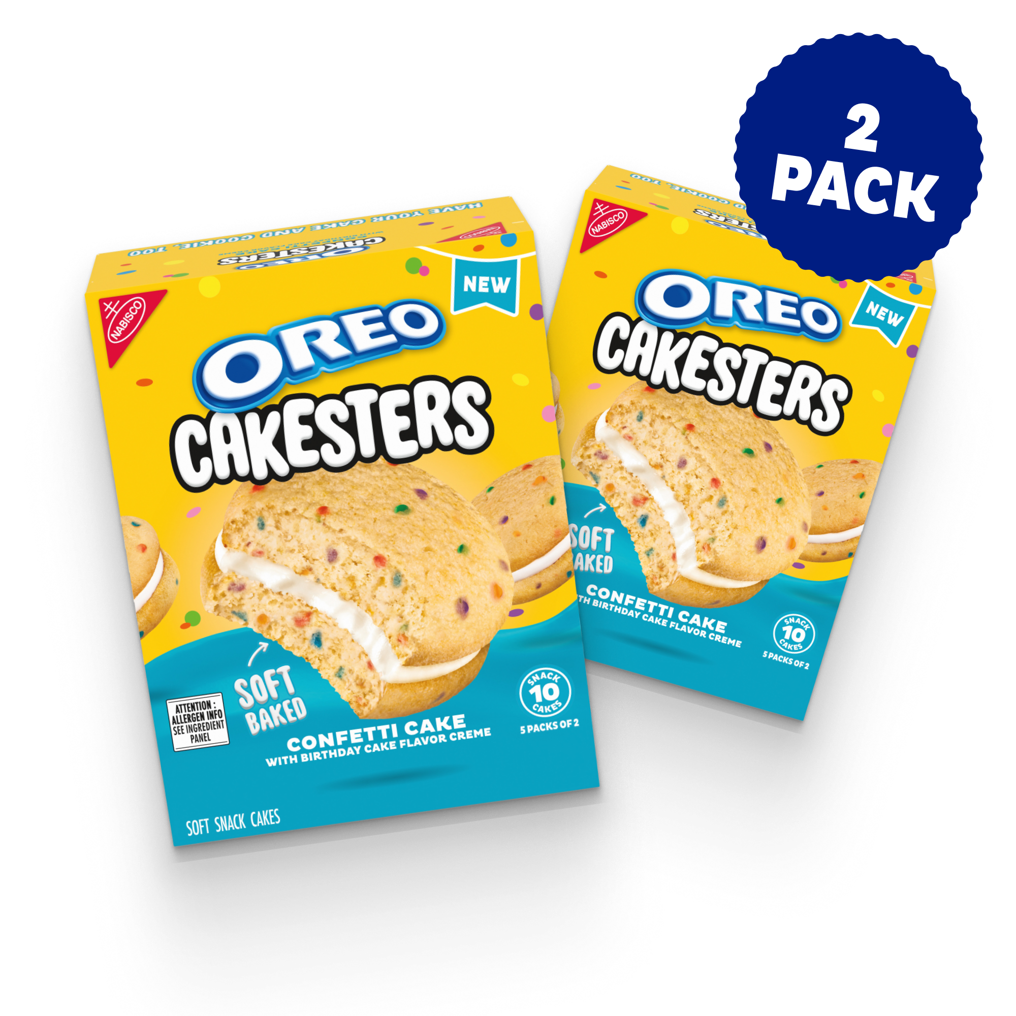 Cakesters Confetti Cake Soft Snack Cakes, Snack Packs, 2 Pack N3