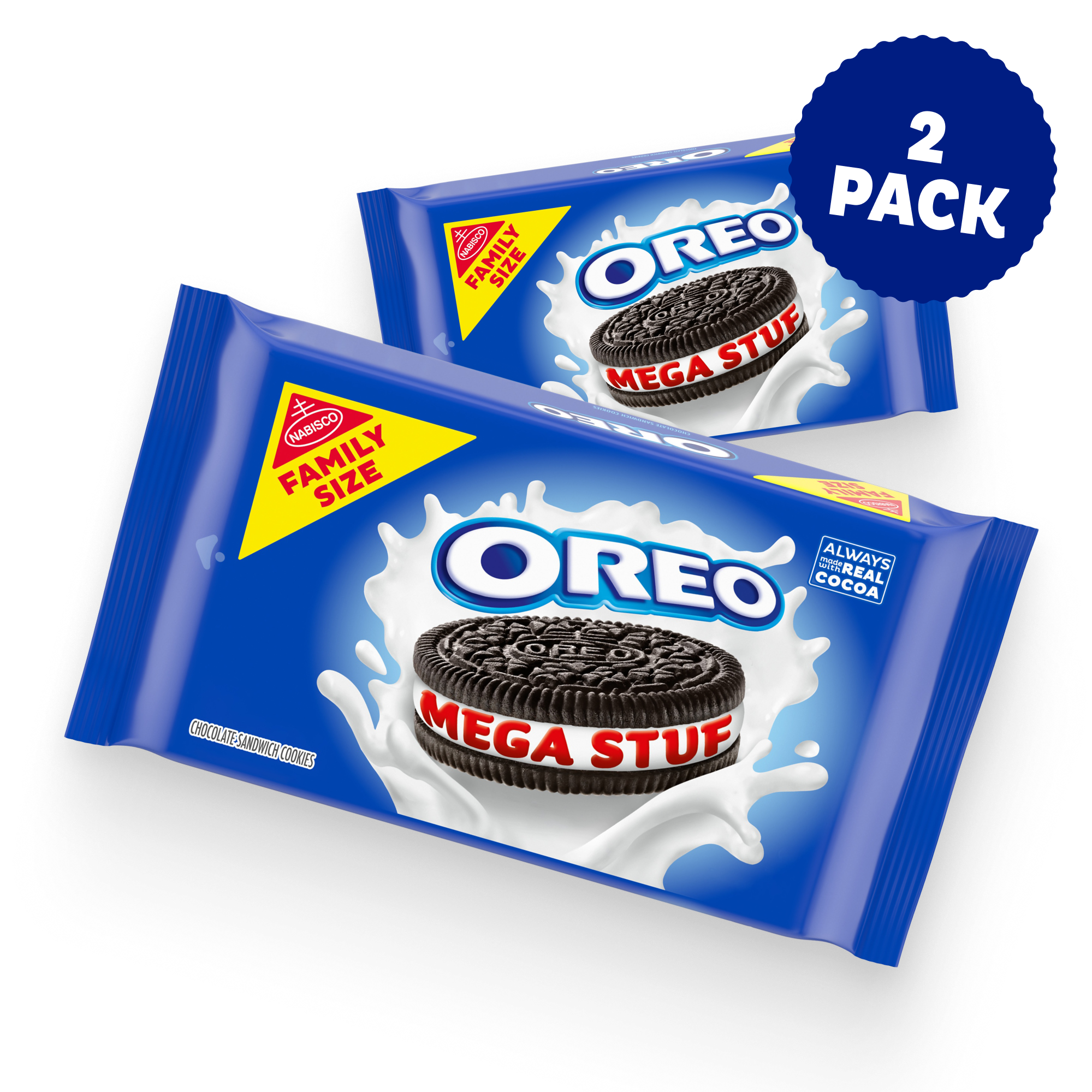 Mega Stuf Chocolate Sandwich Cookies, Family Size, 2 Pack V8