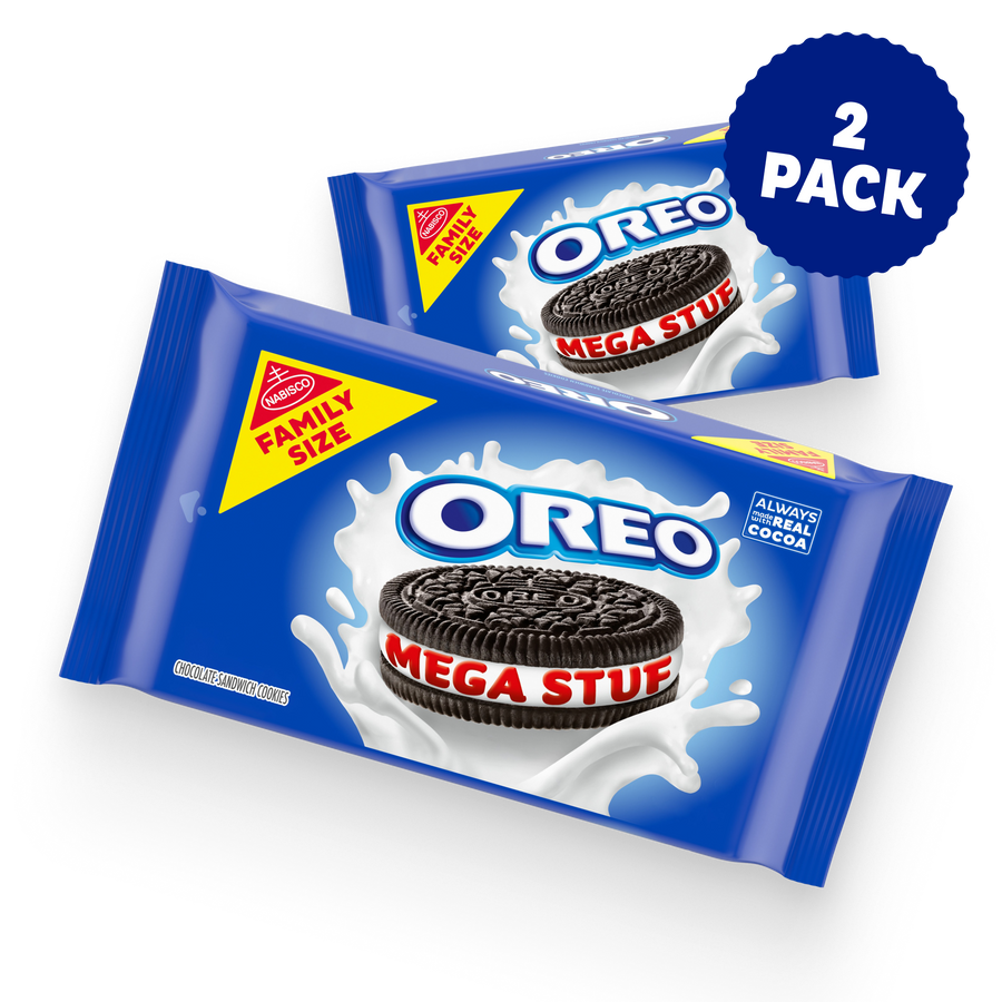 Mega Stuf Chocolate Sandwich Cookies, Family Size, 2 Pack V8