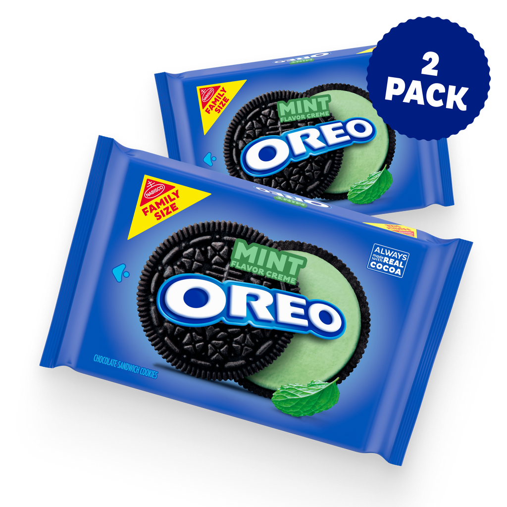 Mint Creme Chocolate Sandwich Cookies, Family Size, 2 Pack Y0