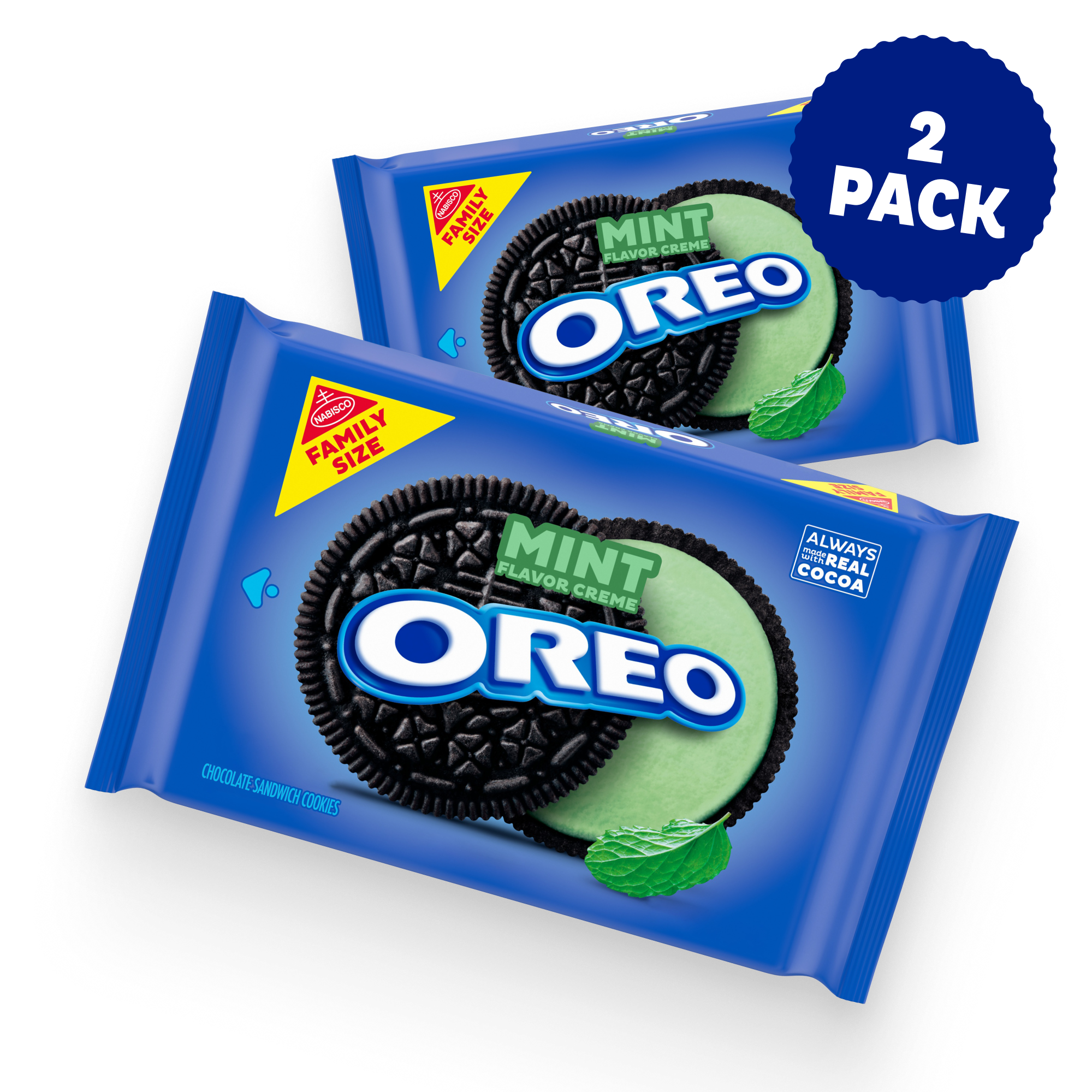 Mint Creme Chocolate Sandwich Cookies, Family Size, 2 Pack Y0