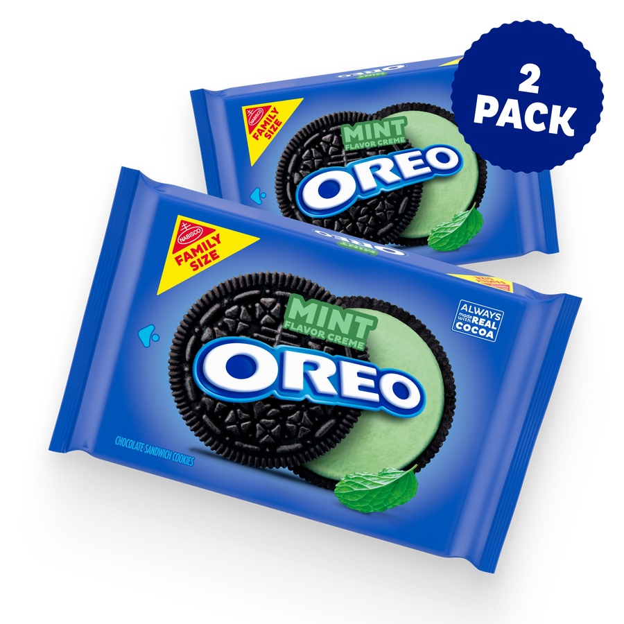 Mint Creme Chocolate Sandwich Cookies, Family Size, 2 Pack Y0
