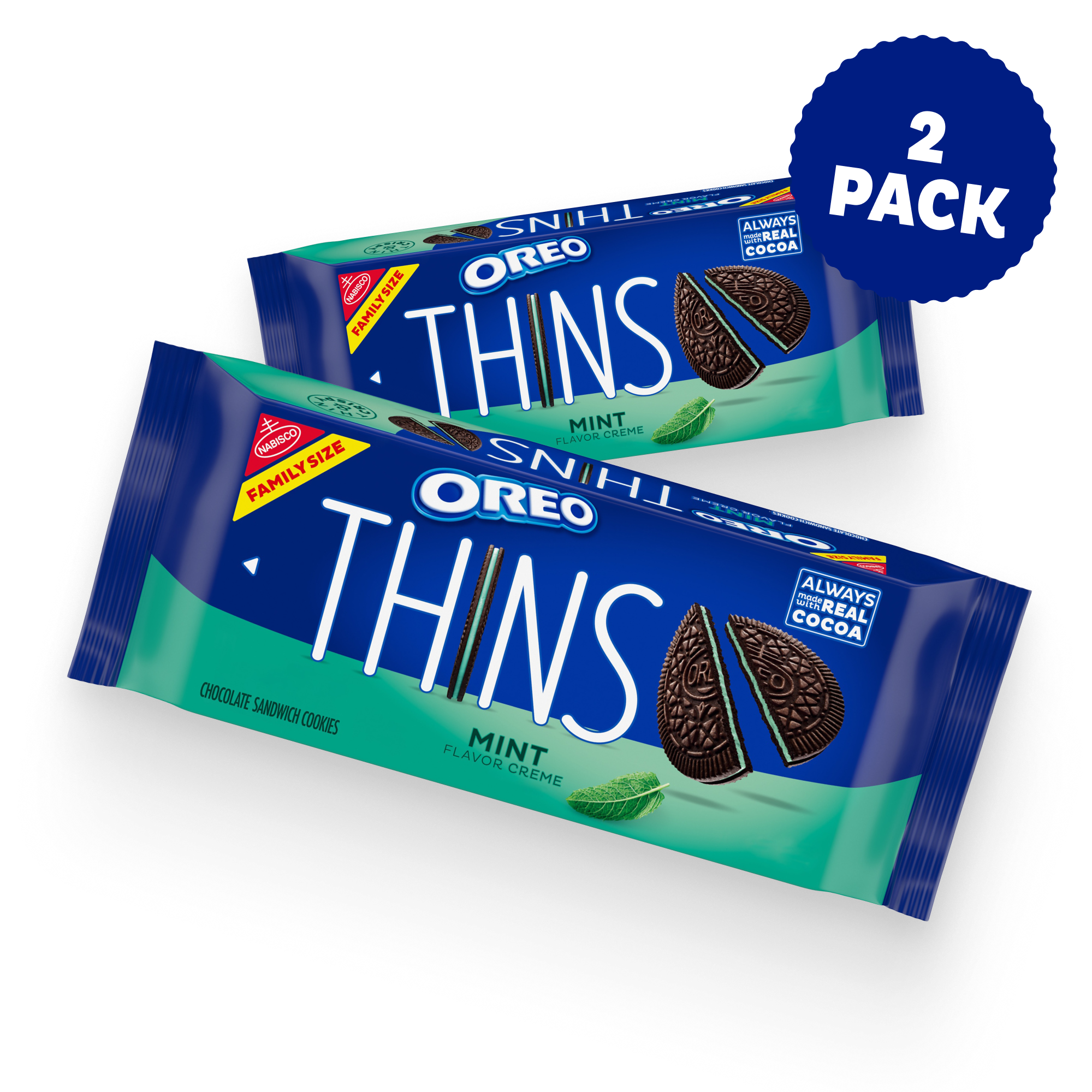 Thins Mint Creme Chocolate Sandwich Cookies, Family Size, 2 Pack T8
