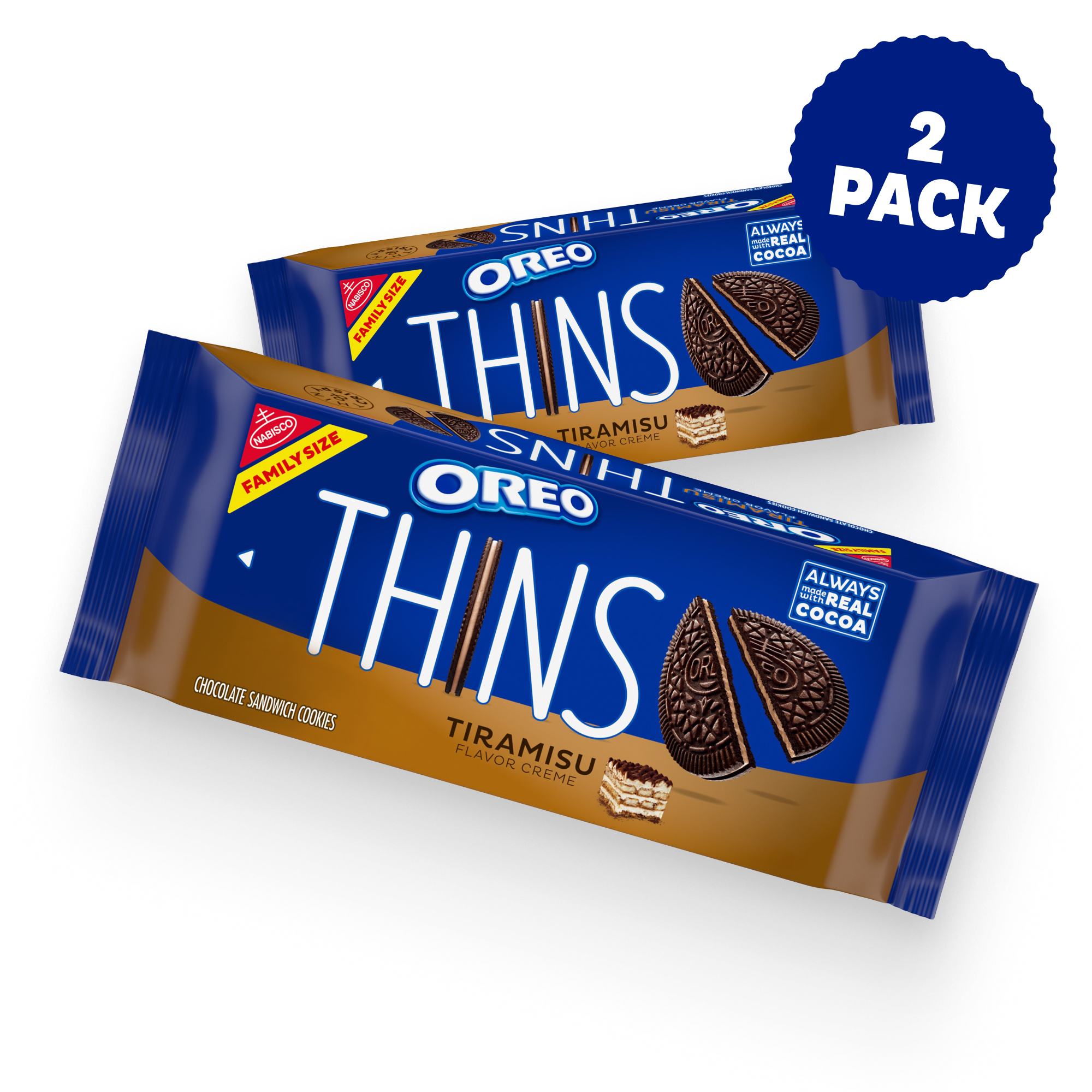 Thins Tiramisu Creme Chocolate Sandwich Cookies, Family Size, 2 Pack K3